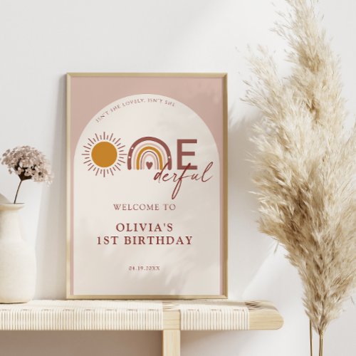 Boho Isnt She Onederful 1st Birthday Arch Welcome Poster