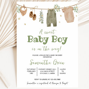 Boho It's a Boy Baby Clothes Baby Shower Invitation