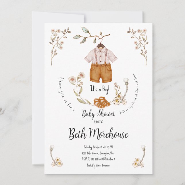 Boho It's a Boy Baby Shower Invitation (Front)