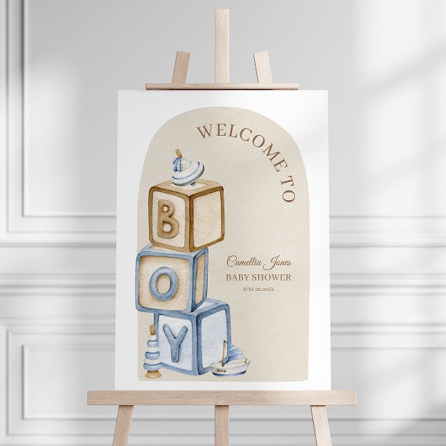 Boho It's A Boy Blocks And Toys Baby Shower  Foam Board (Creator Uploaded)