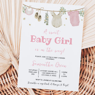 Boho It's a Girl Baby Clothes Baby Shower Invitation