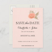 boho  ivory blush gold floral save the dates announcement postcard (Front/Back)