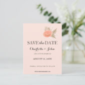 boho  ivory blush gold floral save the dates announcement postcard (Standing Front)