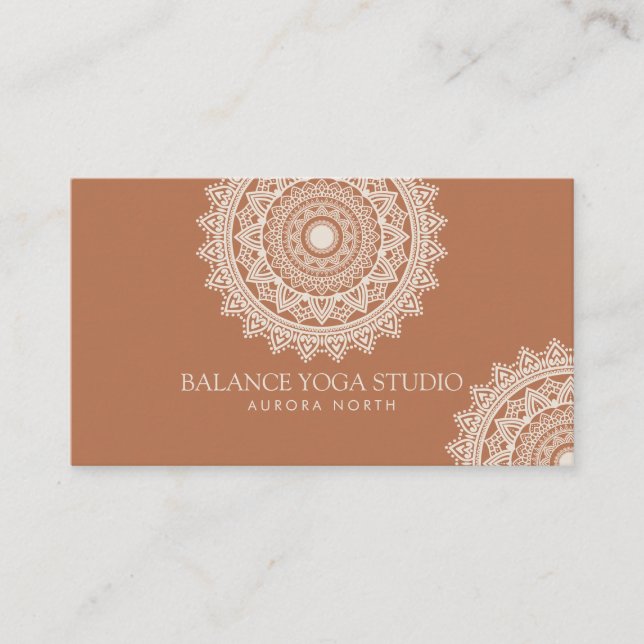 Boho Ivory Mandala Yoga Custom Name Business Card (Front)