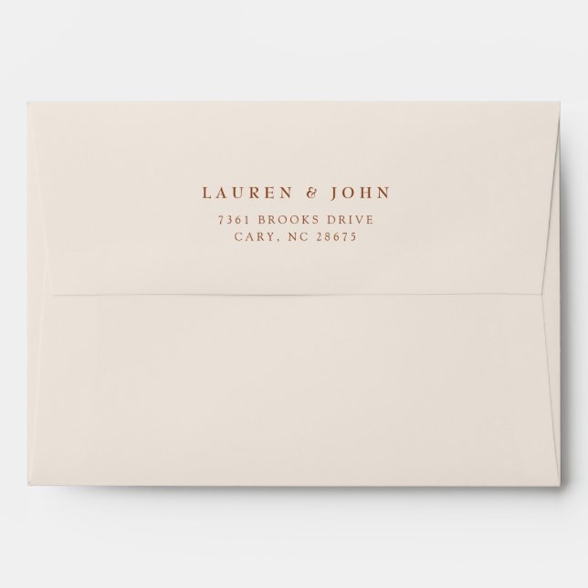 Boho Ivory Return address wedding Envelope  (Back (Top Flap))