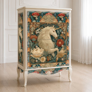 Boho Jade And Gold Unicorn Floral Art Nouveau Tissue Paper