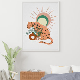 Boho Jaguar With Terra Cotta Vase Poster