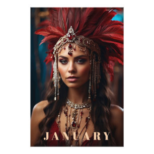 *~* Boho JANUARY Headdress GARNET AP53 Photo Print