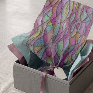 Boho Jewel Tone Abstract Wavy Pattern Tissue Paper