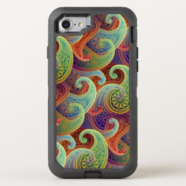 Boho Jewel-Tone Paisley Damask Otterbox iPhone Case (Back)