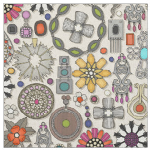 boho jewel treasures linen fabric