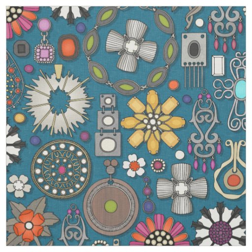 boho jewel treasures peacock blue fabric