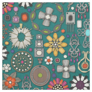 boho jewel treasures viridian green fabric