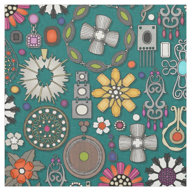 boho jewel treasures viridian green fabric (Swatch)