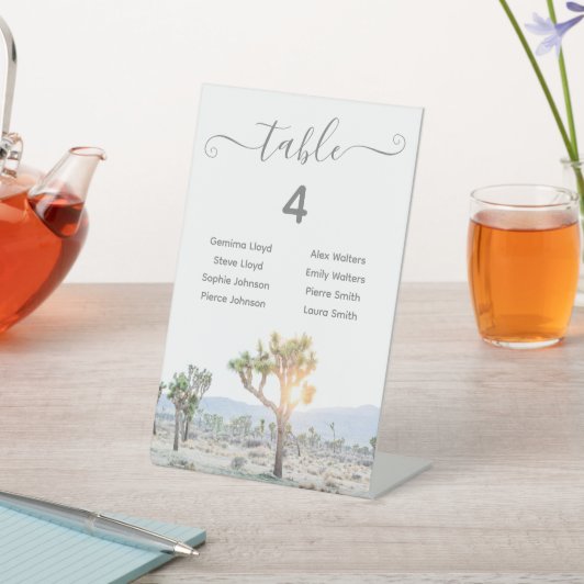 Joshua Tree boho wedding table number and seating sign