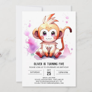 Boho Joyful Monkey Birthday Invitation