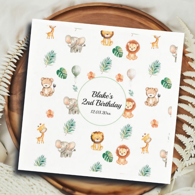 Boho Jungle Animals Birthday Napkins (Creator Uploaded)
