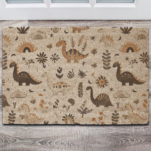 Boho Jungle Dinosaur Pattern Fiber Doormat
