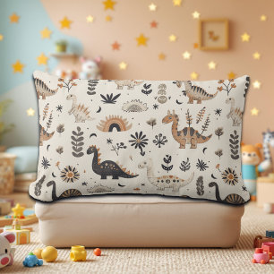 Boho Jungle Dinosaur Pattern Lumbar Pillow