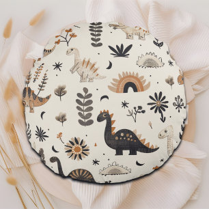 Boho Jungle Dinosaur Pattern Round Pillow
