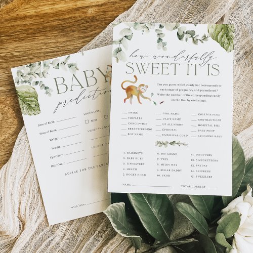 Boho Jungle Double_Sided Baby Shower Game Card