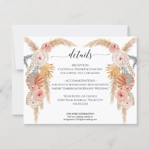 Boho Jungle Pampas Grass Floral n Foliage Wedding Invitation