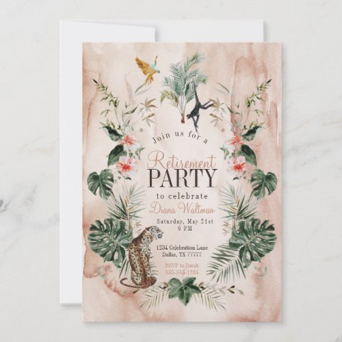 Boho Jungle Retirement Party Watercolor Invitation