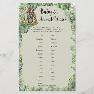 Boho Jungle Safari Animals Baby Animal Match game