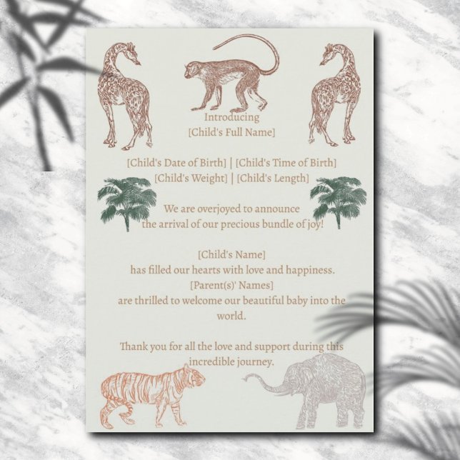 Boho Jungle Safari Baby Shower  Birth Announcement (Creator Uploaded)