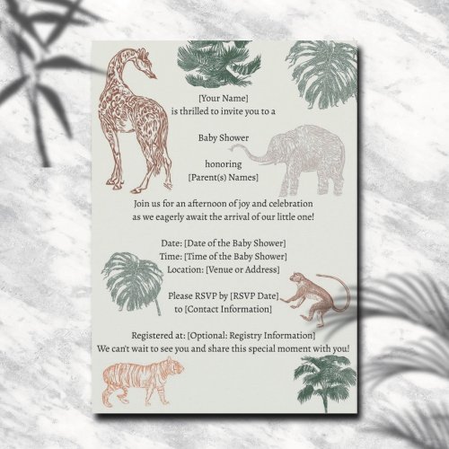 Boho Jungle Safari Baby Shower  Invitation