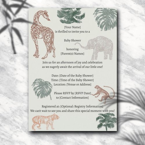 Boho Jungle Safari Baby Shower  Invitation