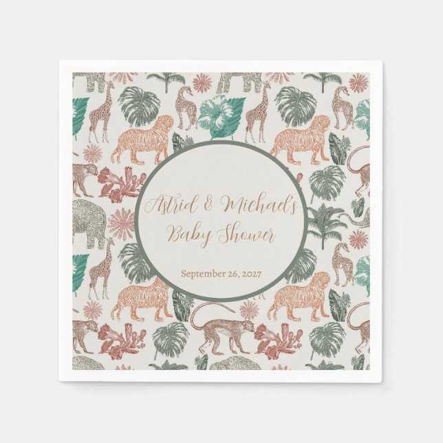 Boho Jungle Safari Baby Shower  Napkins (Front)