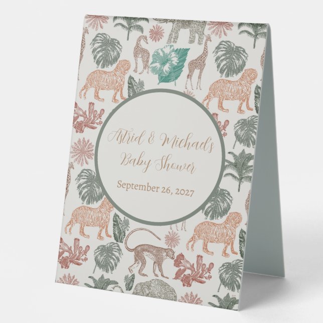 Boho Jungle Safari Baby Shower  Table Tent (Front)