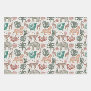 Boho Jungle Safari Wrapping Paper Sheets