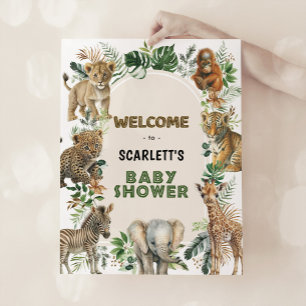 Boho Jungle Wild Animals Boy Baby Shower Welcome Poster