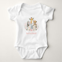 Boho Jungle Wild Animals Pink Floral Baby Girl