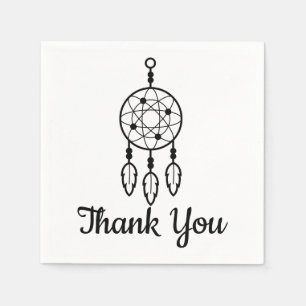 Boho Just Married Dream Catcher Wedding Black Napkins