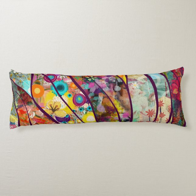 Boho Kaleidoscope - Nature Inspired Floral Art -  Body Pillow (Back)