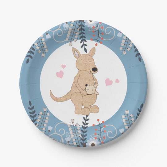 Boho Kangaroo Baby Shower Paper Plate