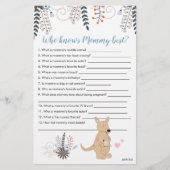 Boho Kangaroo Boy Baby Shower Who Knows Mommy Game (Front)