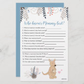 Boho Kangaroo Boy Baby Shower Who Knows Mommy Game (Front/Back)