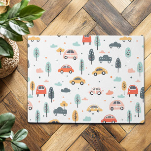 Boho Kids Cars, Trees & Clouds Pattern Doormat