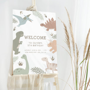 Boho Kids Dinosaur Theme Birthday Party Sign
