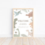 Boho Kids Dinosaur-Theme Birthday Sign Poster<br><div class="desc">Welcome all the dino-mite kids to your little guys boho-dinosaur themed birthday celebration! This design can be fully customized to suit your preferences,  and the colors used for the dinosaurs are 100% editable. Click 'edit this design' to customize further!</div>