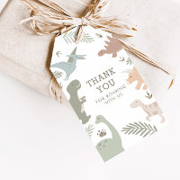 Boho Kids Dinosaur-Theme Birthday Thank You Tags