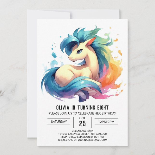  Boho Kids Horse Birthday Invitation (Front)