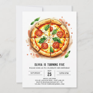 Boho Kids Pizza Birthday Invitation