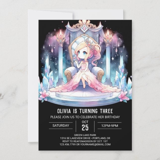 Boho Kids Princess Birthday Invitation (Front)