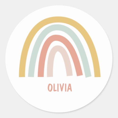 Boho Kids Rainbow Personalized Classic Round Sticker