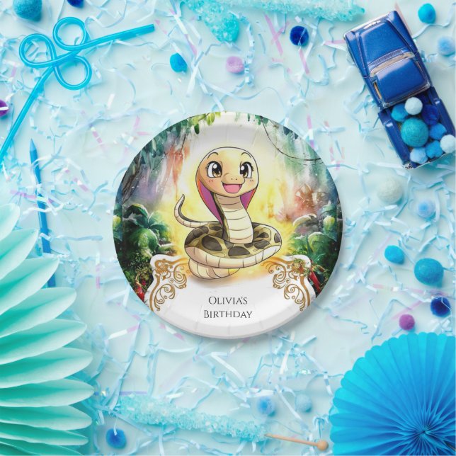 Boho Kids Snake Birthday Paper Plates (Party)